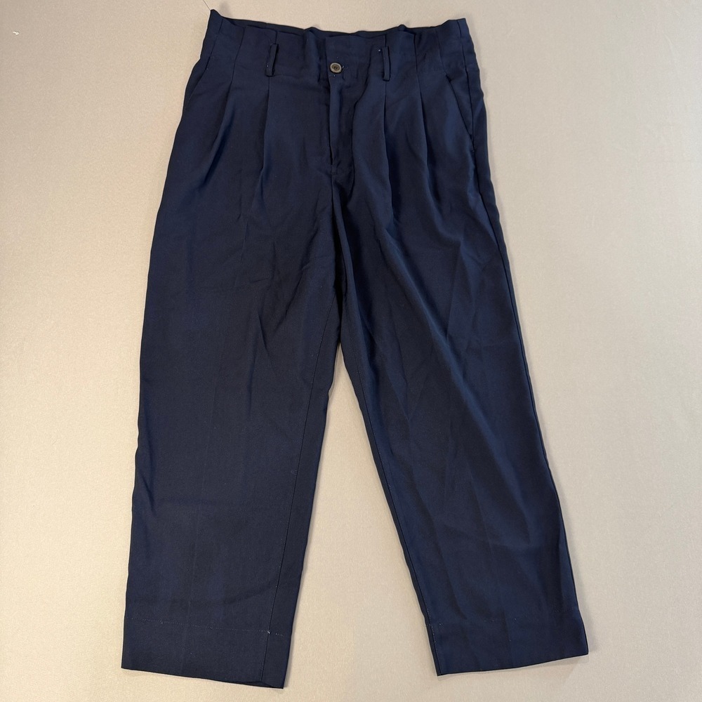 Classic High-Waist Navy Pleated Women’s Trousers